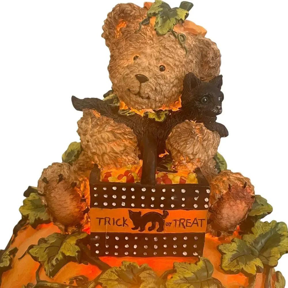 Vintage Gloria Jeans Exclusive Halloween Light Up Pumpkin Cat WORKS Fall Harvest